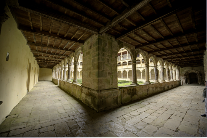 Vista del claustro del monasterio de Valdeios desde el etremo sudeste
